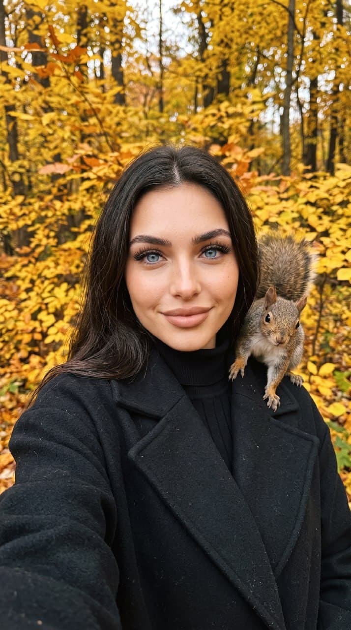Милое селфи с белочкой