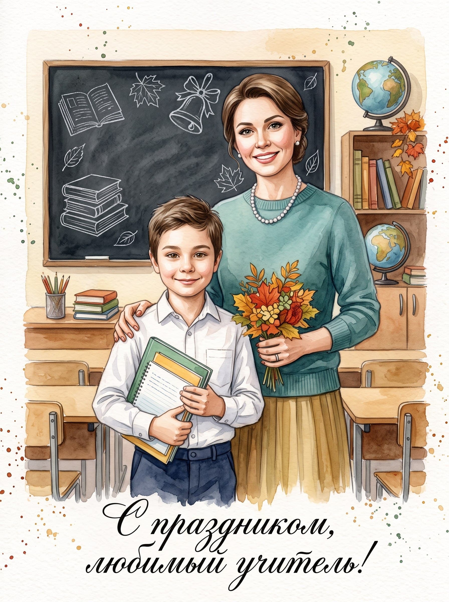 Открытка на День учителя для мальчика
